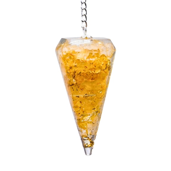 Citrine Onyx Orgone Crystal Pendulums for Divination and Dowsing