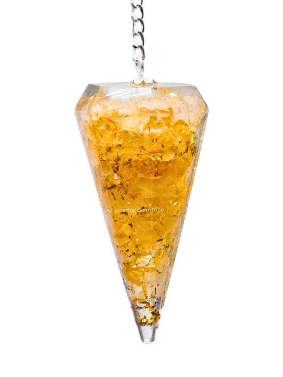 Citrine Onyx Orgone Crystal Pendulums for Divination and Dowsing