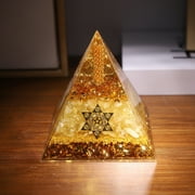 Citrine Orgonite Pyramid, 1.96*2.08 Inch Healing Crystal Pyramid, Pyramid Crystal Gemstone Pyramid for Meditation, Motivation, Positivity