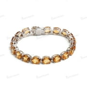 PINKCITYSHOPSTORE Citrine Oval 9x7 mm Gemstone Tennis Bracelet,Gold Silver Jewelry,Anniversary Gift for women