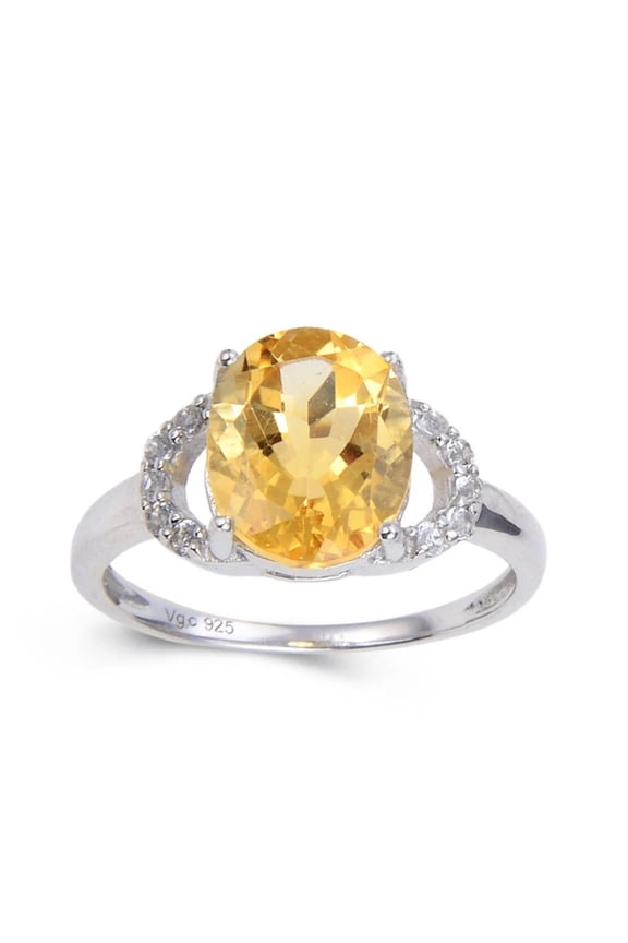 Citrine Oval Split Band Citrine Ring