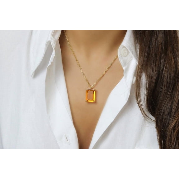 Citrine Pendant Necklace – Handmade Creativity & Motivation Jewelry – Self-Expression & Protection Crystal Gift