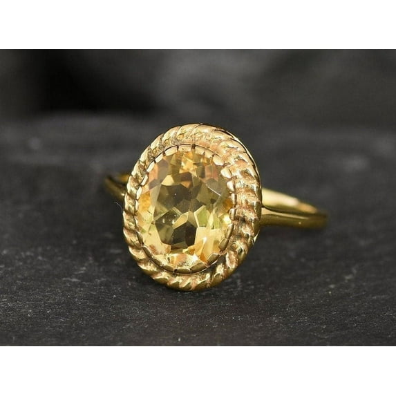 Citrine Ring, Natural Citrine, Vintage Ring, November Birthstone, Gold Solitaire Ring, Antique Ring, Yellow Stone Ring, Birthstone Ring