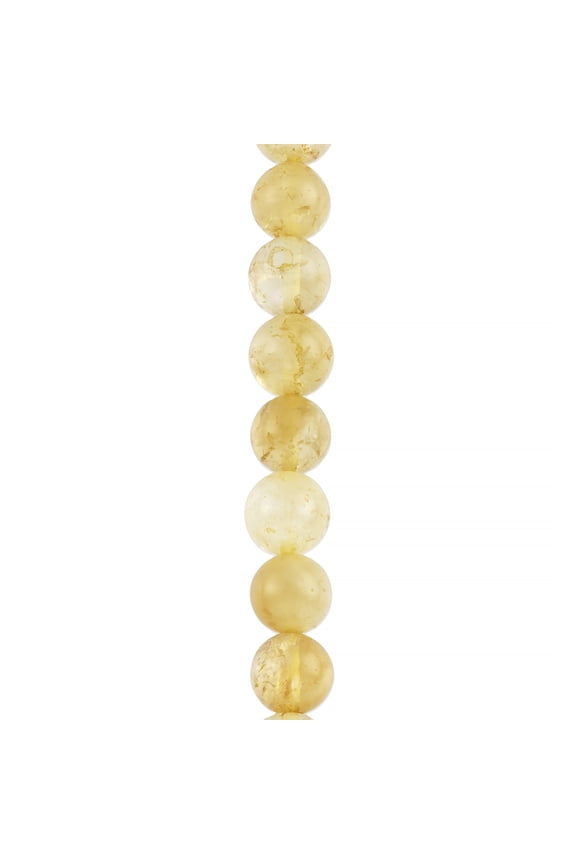 Citrine Round Beads - Yellow Semi-Precious Gemstone Beads for Bracelets, Necklaces & DIY Jewelry Making, 7" Strand, 12 Pack