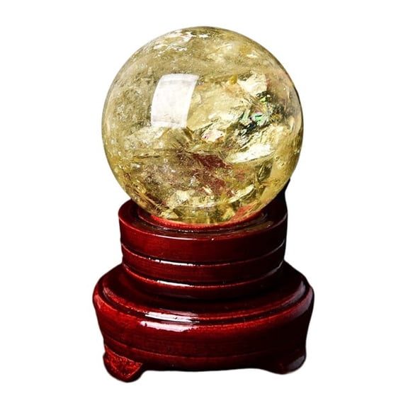 Citrine Sphere Decorative Sphere with Base Energy Jewelry for Divination Meditation Feng Shui