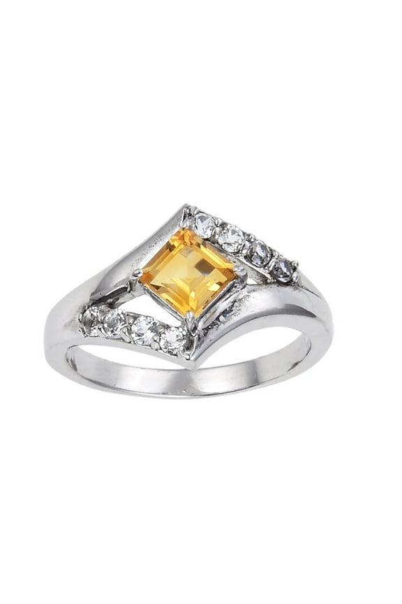 Citrine Square Chunky Fashion Ring