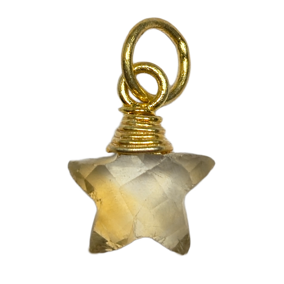 Citrine Star Pendant, November Birthstone, Simple Wire Wrapped Gemstone Jewelry, Gift for Her