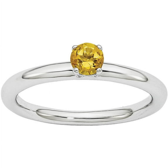 Citrine Sterling Silver Rhodium Ring