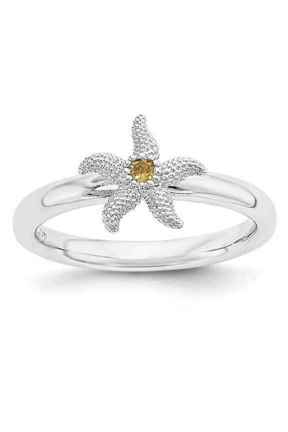 Citrine Sterling Silver Starfish Ring