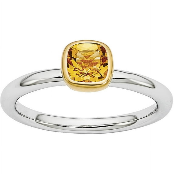 Citrine Sterling Silver with Gold-Plate Ring