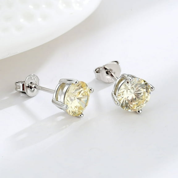 Citrine Stud Earrings in Sterling Silver