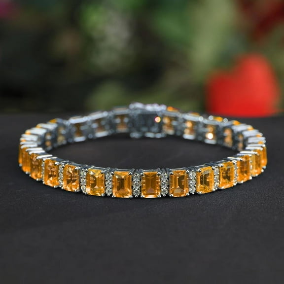 Citrine Tennis Bracelet 14K Gold Plated for Women,Gift For Her,Valentine wedding gift
