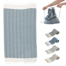 Citrine Turkish Beach Towel Bag Hammam Towel, %100 Turkish Cotton Peshtemal, Beach Bag, Dry Lightweight for Travel, Beach, Sauna, Spa Pool, 90x150 cm, Navy