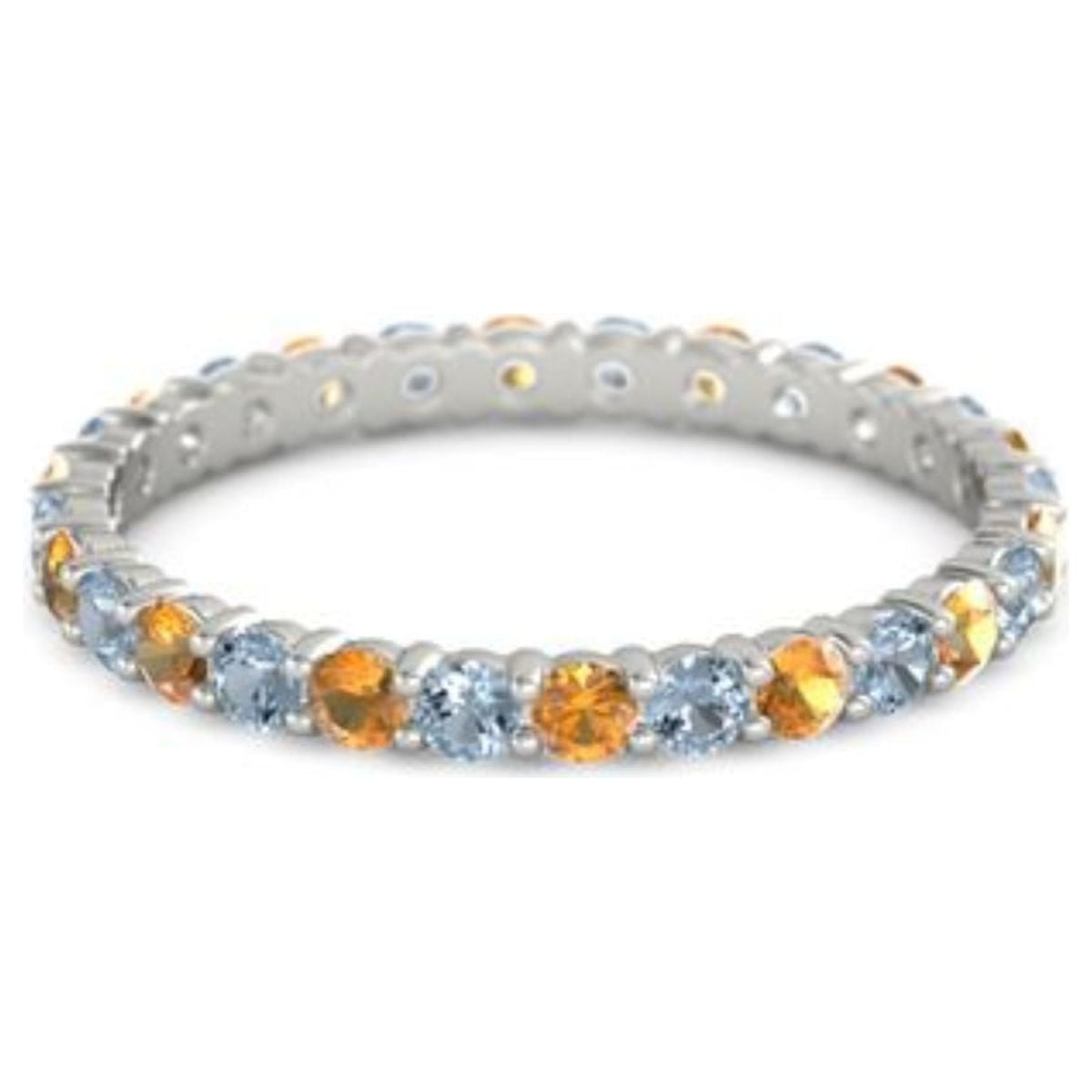 Citrine With Blue Topaz Round 2.50 MM Eternity 925 Sterling Silver ...