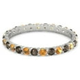 thumbnail image 1 of Citrine With Smoky Quartz Round 2.50 MM Eternity 925 Sterling Silver Women Stackable Ring, 1 of 5