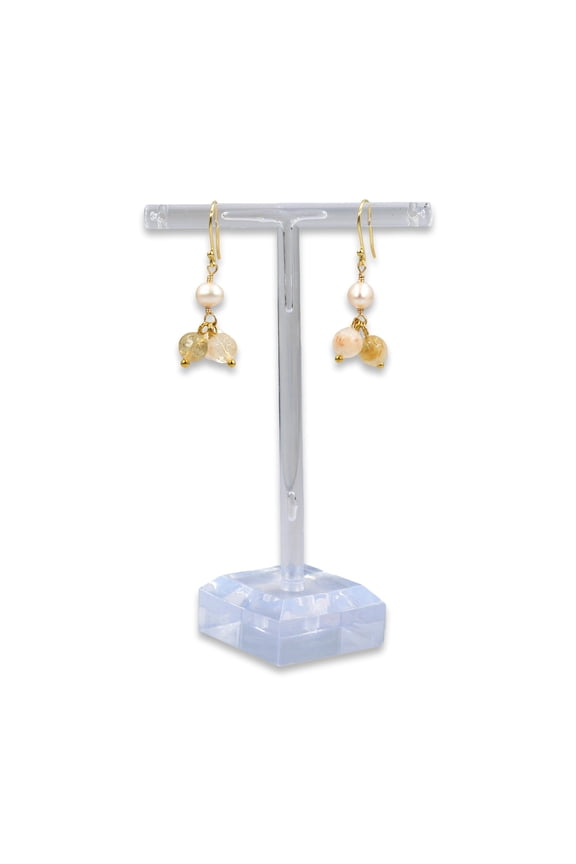Citrine and Freshwater Pearl Cluster Earrings