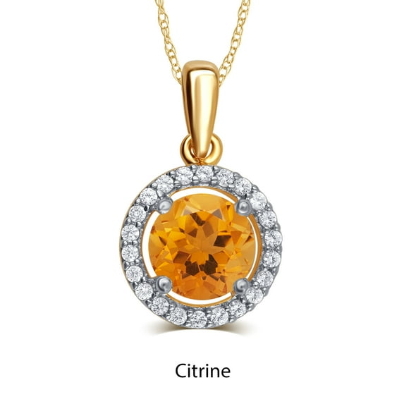 Citrine and White Sapphire Birthstone Pendant in Sterling Silver