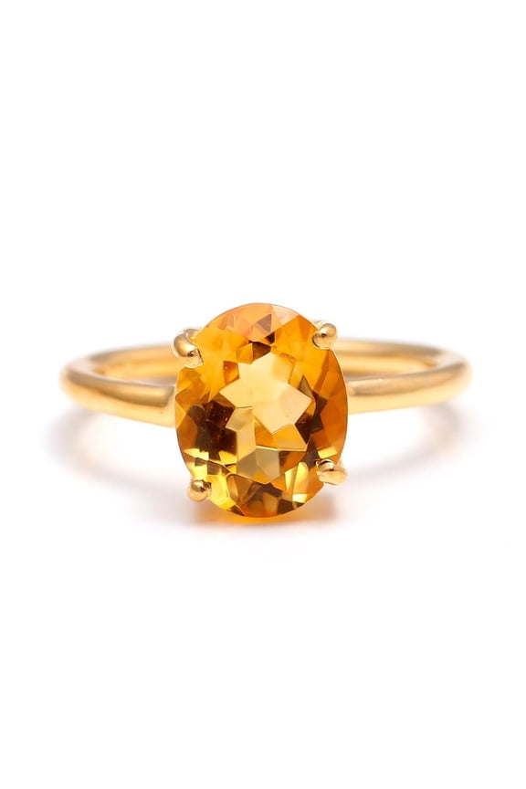 Citrine rings Oval cut gemstone ring Women's Jewerly 925 sterling silver rings Yellow Gold Plated ring Gift for mother