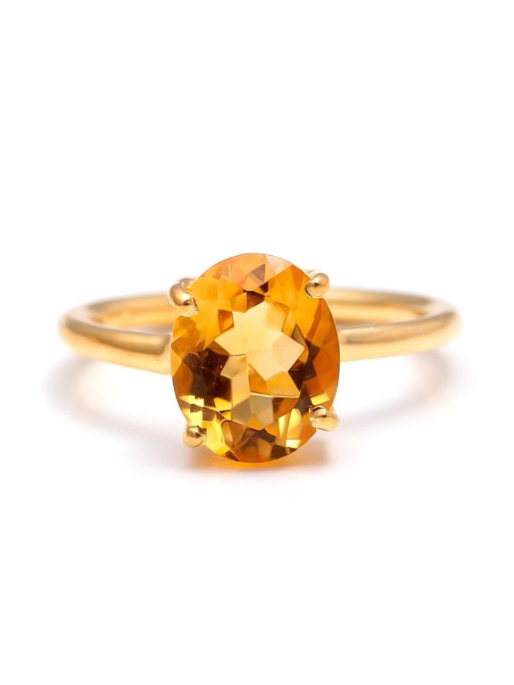 Citrine rings Oval cut gemstone ring Women's Jewerly 925 sterling silver rings Yellow Gold Plated ring Gift for mother