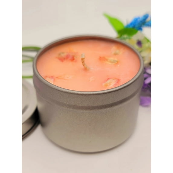 Citron Mandarin Natural Soy Wax Candle Highly Scented with Carnelian Crystals