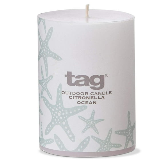 Citronella 3x4 Fragrant Pillar Candle Ocean - White