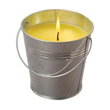 Citronella Candle Galvanized Look Jumbo 4.25" Metal Bucket, Luau Decor, Silver