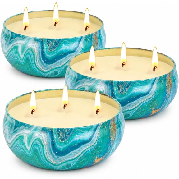 Citronella Candles Outdoor Decorative 36oz, 3 Wick Soy Wax Lemongrass Candle Set, Scented Candle Jar Candle Bulk Up to 240hrs, Summer Camping Candles for Patio, Garden, Balcony, Camping, BBQ