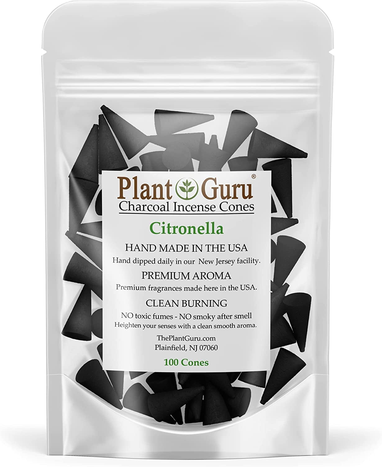 Citronella Charcoal Incense Cones 1" TOPFLOW - 100 Pack - Natural Scented Cones Handmade Hand Dipped
