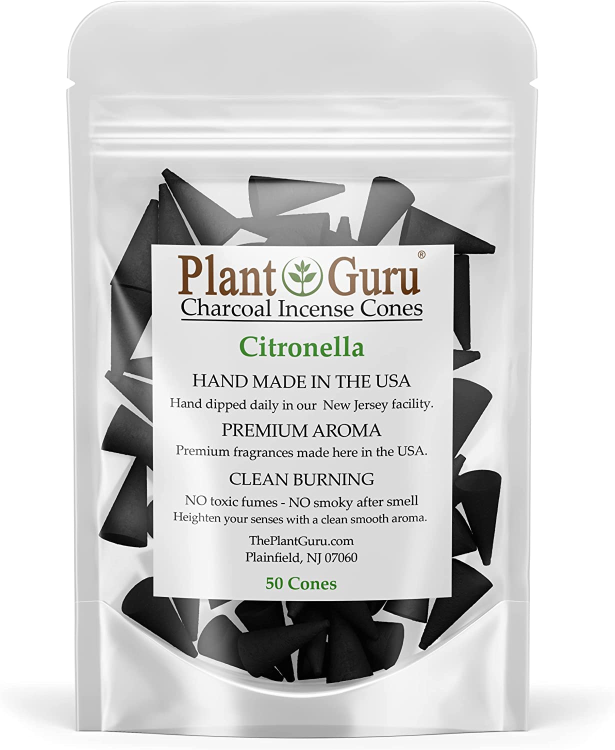 Citronella Charcoal Incense Cones 1" TOPFLOW - 50 Pack - Natural Scented Cones Handmade Hand Dipped
