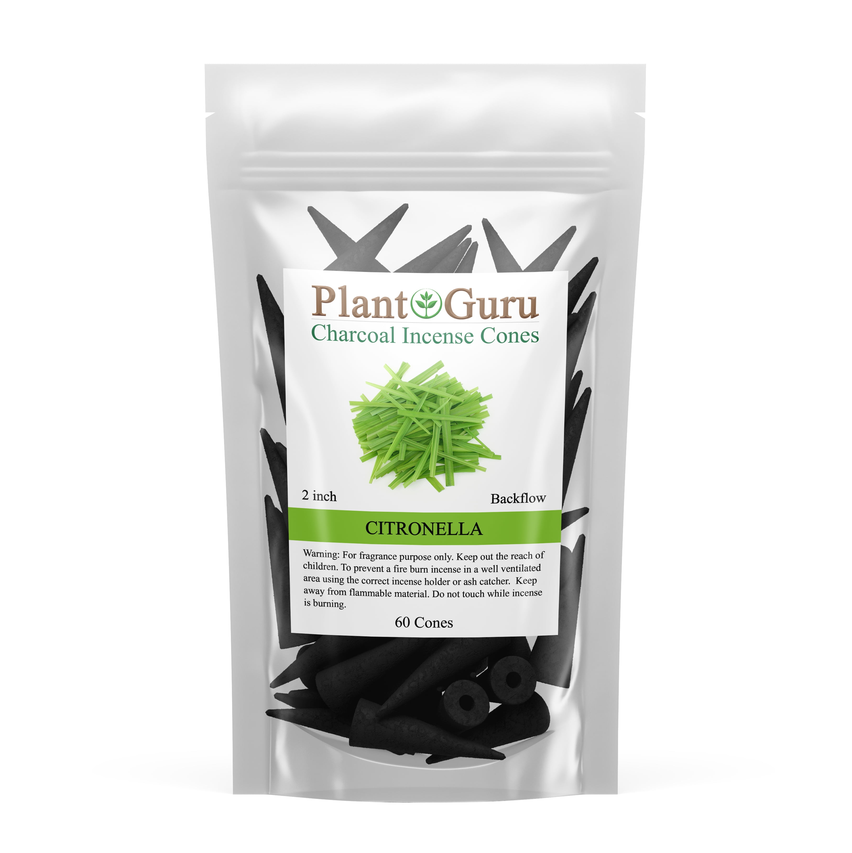 Citronella Charcoal Incense Cones 2" TOPFLOW - 60 Pack - Natural Scented Cones Handmade Hand Dipped