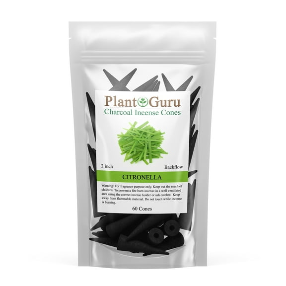 Citronella Charcoal Incense Cones 2" TOPFLOW - 60 Pack - Natural Scented Cones Handmade Hand Dipped