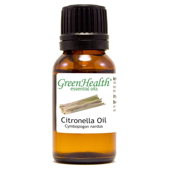 Citronella Essential Oil - 1/2 fl oz (15 ml) Glass Bottle w/ Euro Dropper - 100% Pure Essential Oil by GreenHealth
