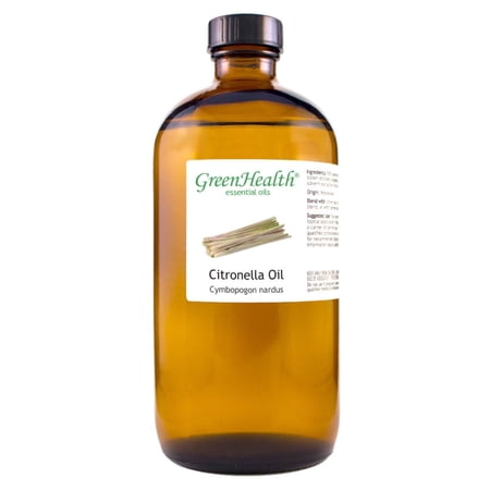 Citronella Essential Oil - 16 fl oz (473 ml) Glass Bottle w/ Cap - 100% Pure Essential Oil by GreenHealth