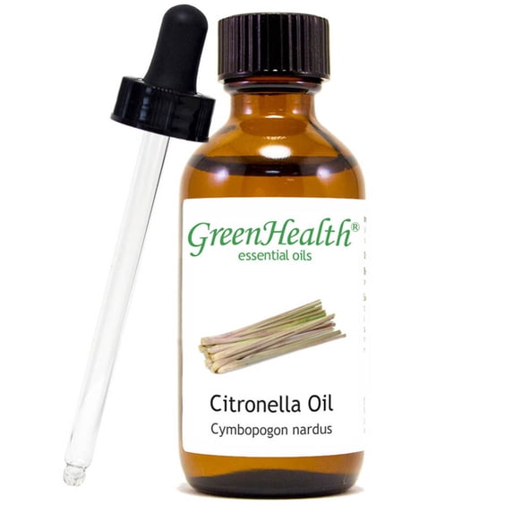 Citronella Essential Oil - 2 fl oz (59 ml) Glass Bottle w/ Cap & Additional Glass Dropper - 100% Pure Essential Oil by GreenHealth
