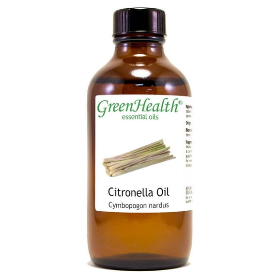 Citronella Essential Oil - 4 fl oz (118 ml) Glass Bottle w/ Cap - 100% Pure Essential Oil by GreenHealth