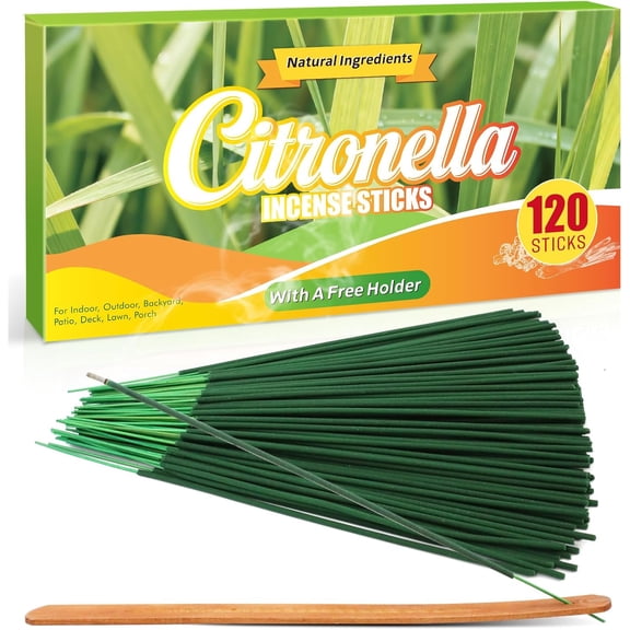 Citronella Incense Sticks, 120 PCS Lemongrass Incense Sticks for Summer Home, Outdoor, Garden, Patio Camping, Pool Side, Porches, Courtyards, Farms, Garden Planting Area