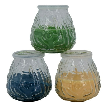 Citronella Jar Candles (Set Of 3, 6 oz ea) Summer Decorative Glass Jar Deck Patio Pool Outdoor
