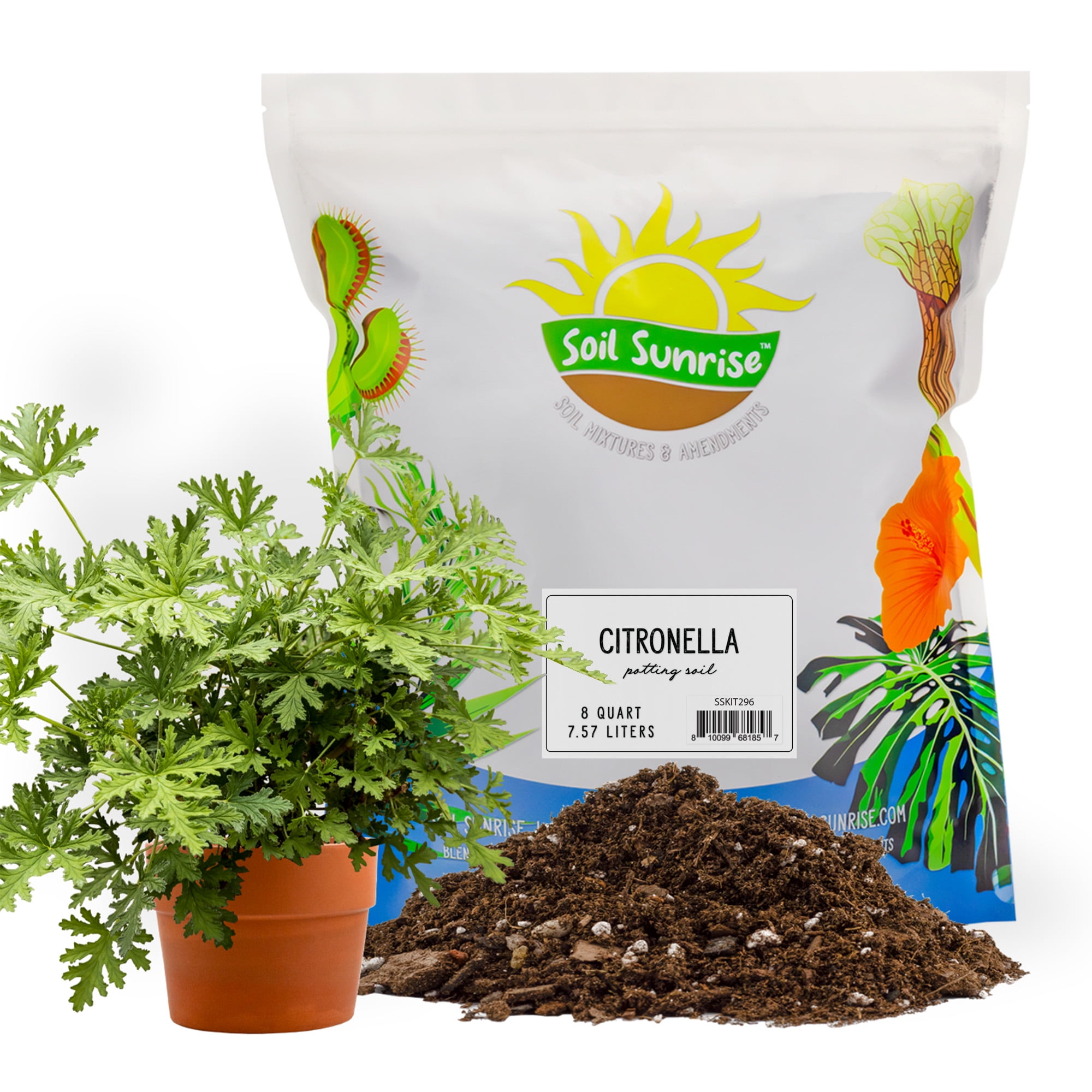 Citronella Plant Potting Soil Mix (8 Quarts), for Growing and Repotting Pelargonium Citrosum, Indoor/Outdoor Container Gardening