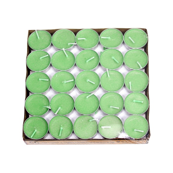Citronella Scented Tea Lights, Aromatherapy Insect Repellent, Candle Set, Long-Burning Mini, Party & Home Accent, Green, 7.08*7.08*0.78",50 Count