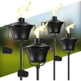thumbnail image 1 of Citronella Torches Set of 4, 3-Prong Grounded Stake Outdoor Torches ，14.5 oz Garden Torches for Outside, 58 inch Outdoor Decorative Torch, 1 of 8