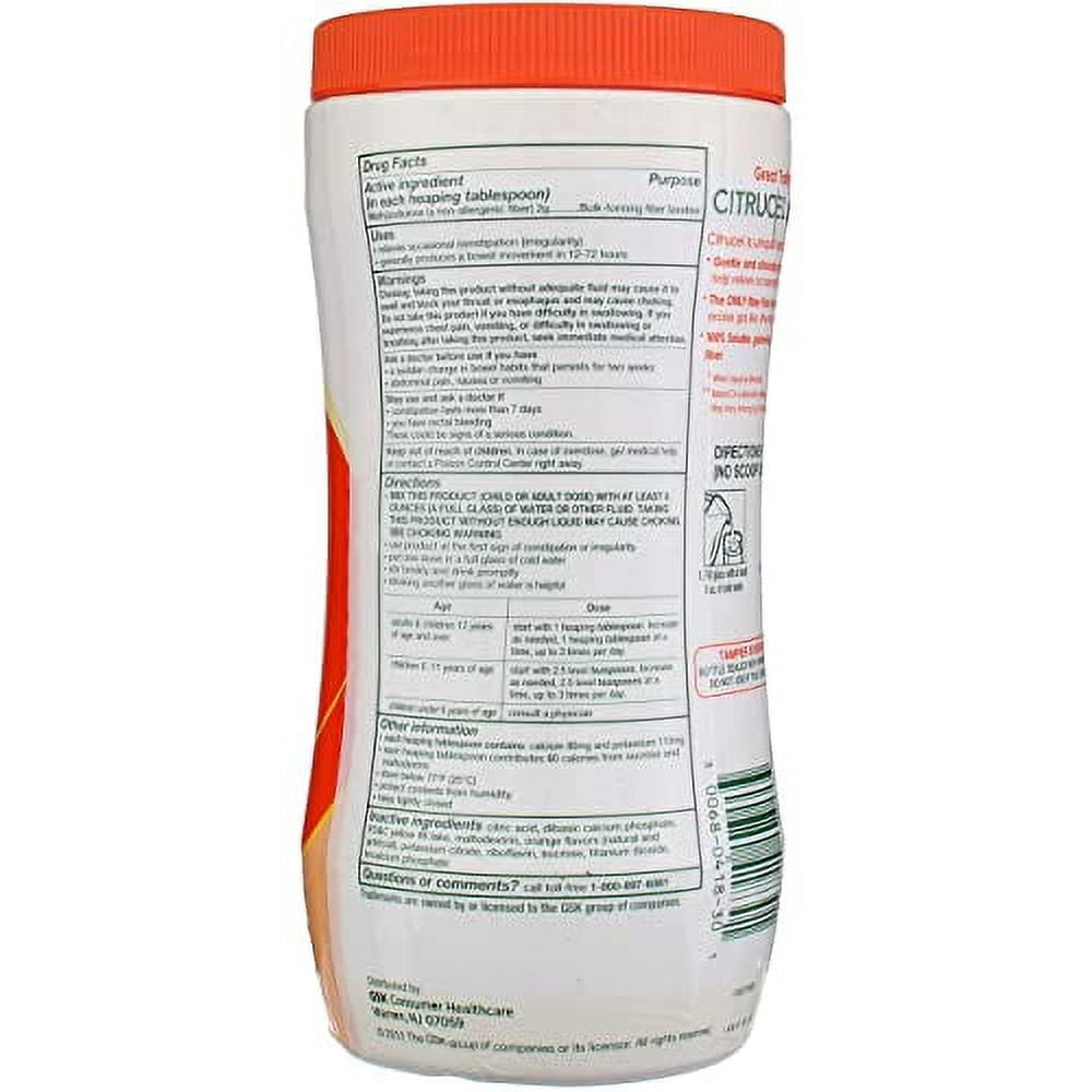 Citrucel Powder Orange Flavor Fiber Therapy for Occasional Constipation