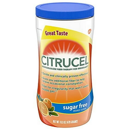 Citrucel Sugar Free Fiber Powder for Occasional Constipation Relief, Methylcellulose Fiber Powder, Orange Flavor - 16.9 Ounces