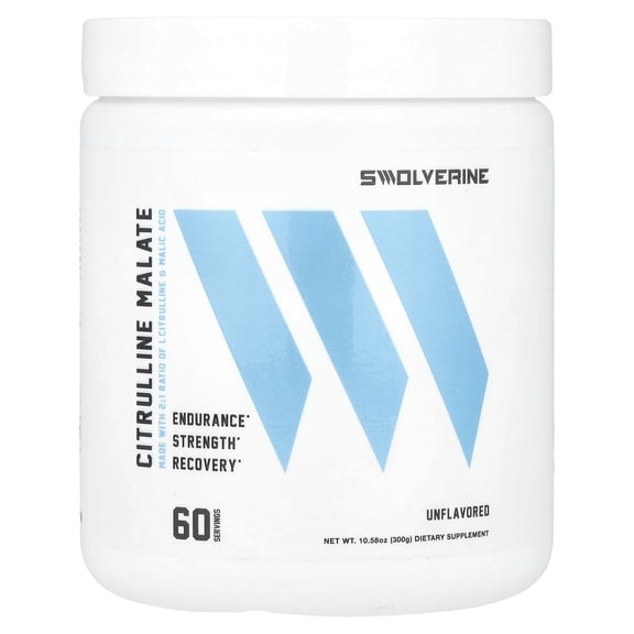 Swolverine L-Citrulline Malate Powder, Unflavored, 60 Servings
