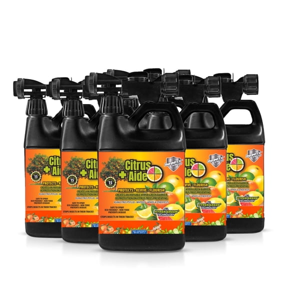 Infinity Shields Citrus+Aide Natural Citrus Tree Recovery & Anti-Greening Support - 65 Hose Rinse Concentrate - Peppermint Scent (6 Pack)