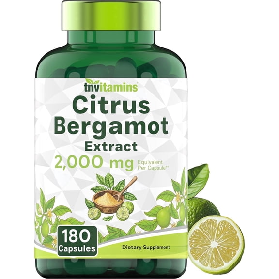 TNVitamins Citrus Bergamot Extract 2000mg Capsules Dietary Supplements Blood Support Daily Wellness Routine Nutritional Balance Intake, 180 Count