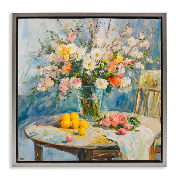 Stupell Industries Citrus Breakfast Table Setting Gray Framed Floater Canvas Wall Art, design by Creative Studio, 25 x 25