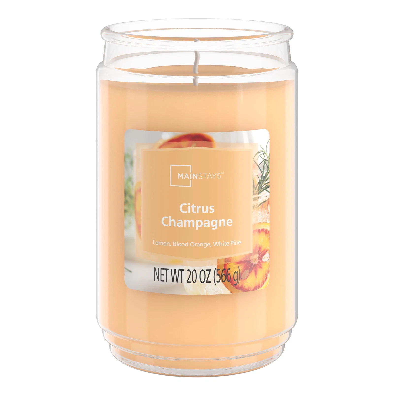Citrus Champagne Scented 3 Wick Glass Jar Candle, 20Oz