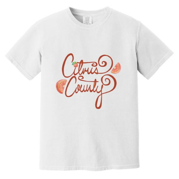 Citrus County Florida Oranges Hand Lettered Souvenir Comfort Color T-Shirt, Unisex, up to size 4XL