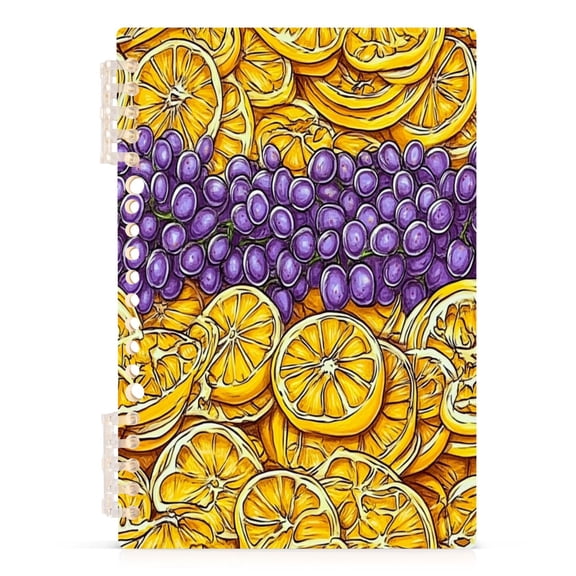 Citrus Delight A5 8.3x5.7in PP Notebook, Adjustable Rings, 60 Sheets, Diary or Journey Note
