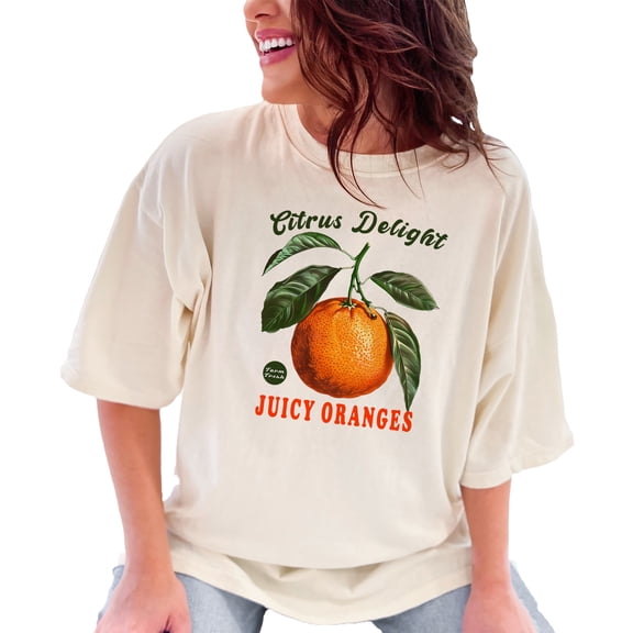 Citrus Delight Oranges T-Shirt, Farm Fresh Produce, Fruit Lover Tee, Summer Style, Unique Graphic Design, Gift for Foodies, Ivory Comfort Colors T-Shirt, XL